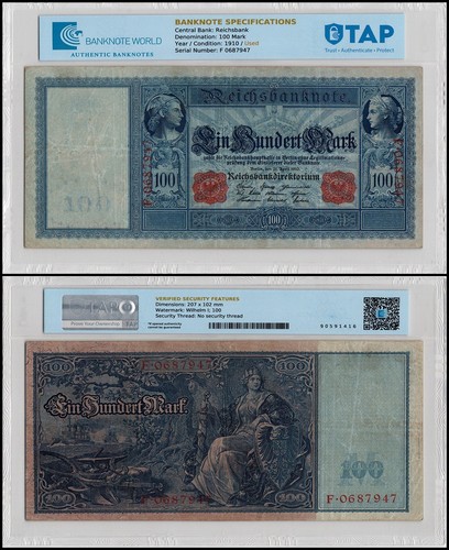 Germany 100 mark 1910 - germany, mark,